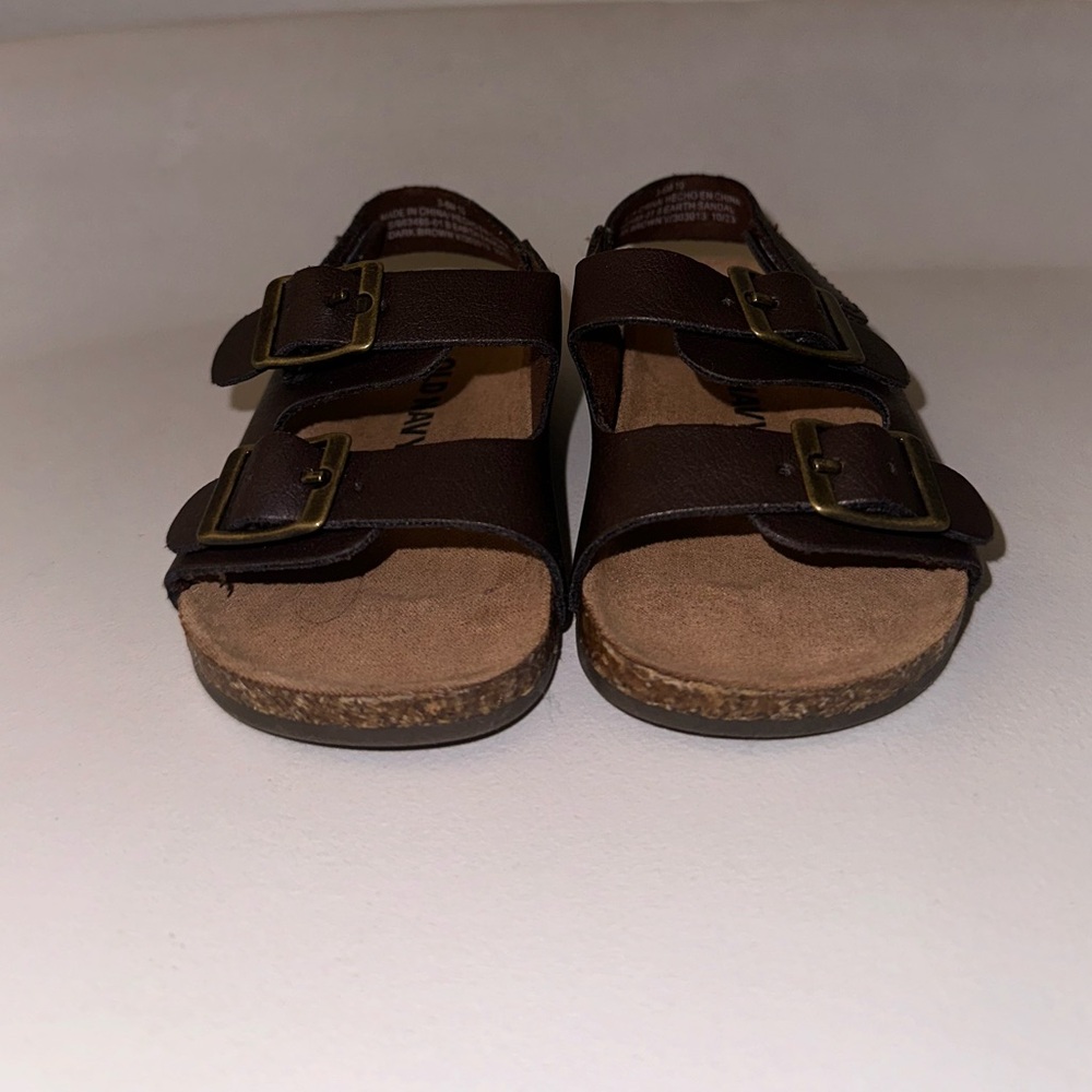 Faux-Leather Buckled Strap Sandals